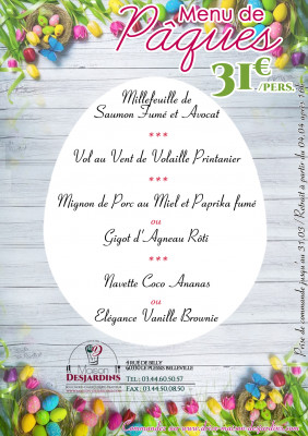 Menu de Pâques 2026